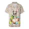 thumbnail image 5 of vigerkar Button Down Shirts for Women Easter Eggs Flowers Leaves Shirt Short Sleeve Hawaiian Casual Blouse Tops (Khaki, 5XL), 5 of 6