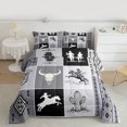 thumbnail image 2 of Homewish Rustic Farmhouse Teens Full Size Comforter Sets, Western Cactus Plant Bedding Comforter Set, Grey Aztec Abstract Reversible Bedding Sets, Lightweight Room Decor, 3pcs, 2 of 8