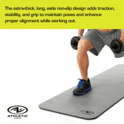Athletic Works Fitness Mat, 12 mm, 72 in x 23.5 in, Gray, with Carry Strap