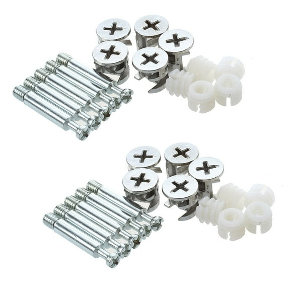 Furniture Cam Fitting with Dowel and Pre-Inserted Nut (Set of 10)