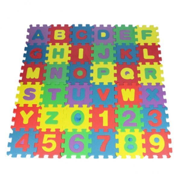 Alfombrilla de juego de rompecabezas Sunnimix 36 azulejos alfabeto y números