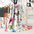 thumbnail image 3 of Pioneer Flower and Butterfly Blanket,Comfortable Soft Flannel Throw Blanket,All Season,Warm Lightweight Blankets for Sofa Bed Couch Living Room Chair,50"x60"(130x150cm), 3 of 4