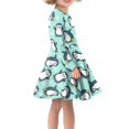 thumbnail image 2 of FKELYI Cartoon Penguin Long Sleeve Dresses Comfortable Girls Skater Dress for Kids Size 3-4 T Leisure A Line Swing Skater Twirl Dresses Christmas Gift, 2 of 4