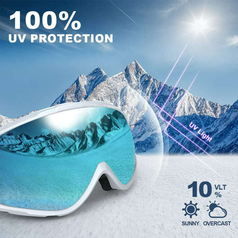 Findway Adultes Lunettes de ski 100% Uv400 Protection Anti-buée