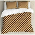 thumbnail image 3 of Vintage Duvet Cover Set, Brown Toned Diagonal Lines Stripes Modern Geometrical Image Art Print, Decorative 2 Piece Bedding Set with 1 Pillow Shams, Twin Size, Sand Brown Chocolate, by Ambesonne, 3 of 3