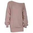 thumbnail image 3 of Ediodpoh Women off Shoulder Knit Long Pullovers Sweater Dress with Sleeves for Cozy Winter Pink XL, 3 of 5