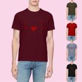 thumbnail image 4 of Camiseta con estampado de cardiograma de amor de color sólido de manga corta informal para el día de San Valentín Pompotops oipoqjl4196, 4 of 6