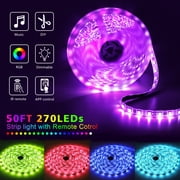 50Ft LED Strip Lights Music Sync Color Changing RGB LED Strip 44-Key Remote, Sensitive Built-in Mic, App Controlled LED Lights Rope Lights, 5050 RGB LED Light Strip(APP Remote Mic 3 Button Switch)