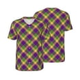 thumbnail image 3 of Daiia Mardi Gras Plaid Mens Baseball Jersey Button Down Shirts Short Sleeve Sports Uniforms-X-Large, 3 of 9