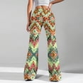 thumbnail image 4 of Women's Fashion Loose Drawstring Waist Retro Printed Casual Sports Flared Pants, Elastic Joggers Sweatpants, Stylish Yoga Pants for Women,Green,2XL, 4 of 8