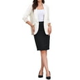 thumbnail image 2 of INSPIRE CHIC Work Office Blazer for Women's Shawl Collar Ruched 3/4 Sleeves Dressy Suit Blazer M Cream White, 2 of 6