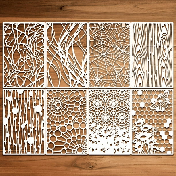 Unlock Your Creativity with 8pcs Reusable Painting Stencils - Perfect for DIY Wood Wall, Canvas, Floor & Furniture Crafts!