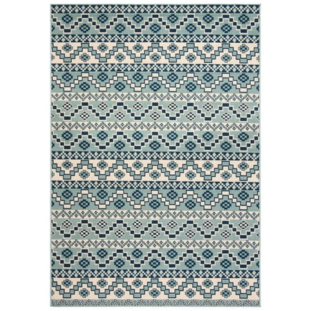 SAFAVIEH Veranda Luwig Southwestern Indoor/Outdoor Area Rug 6ft 7in x 9ft 6in Turquoise/Blue