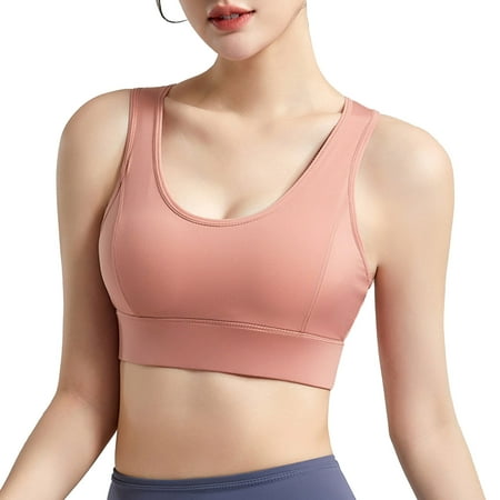 BYHONG Women s Sports Underwear Women s Shockproof Running Small Chest Push Up Fitness Yoga Vest Thin No Steel Ring Beautiful Back Bra Sports bras for Women Pink L