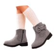 thumbnail image 3 of Xijirk Girls Suede Ankle Boots with Side Zipper and 3D Bow for Fall Outfits and Daily Wear,12-18 Months, 3 of 9