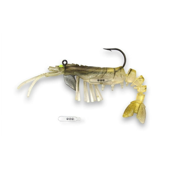 Egret Baits Vudu 3.5" Rattling Shrimp Fishing Lure, Gold, 2 Count