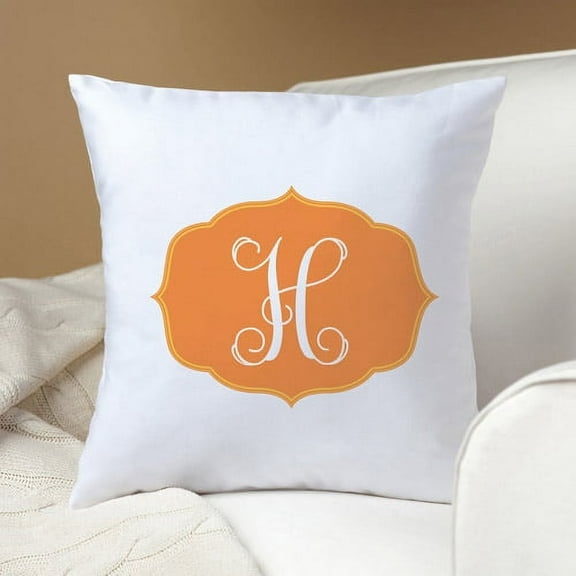 Personalized My Orange Initial Pillow
