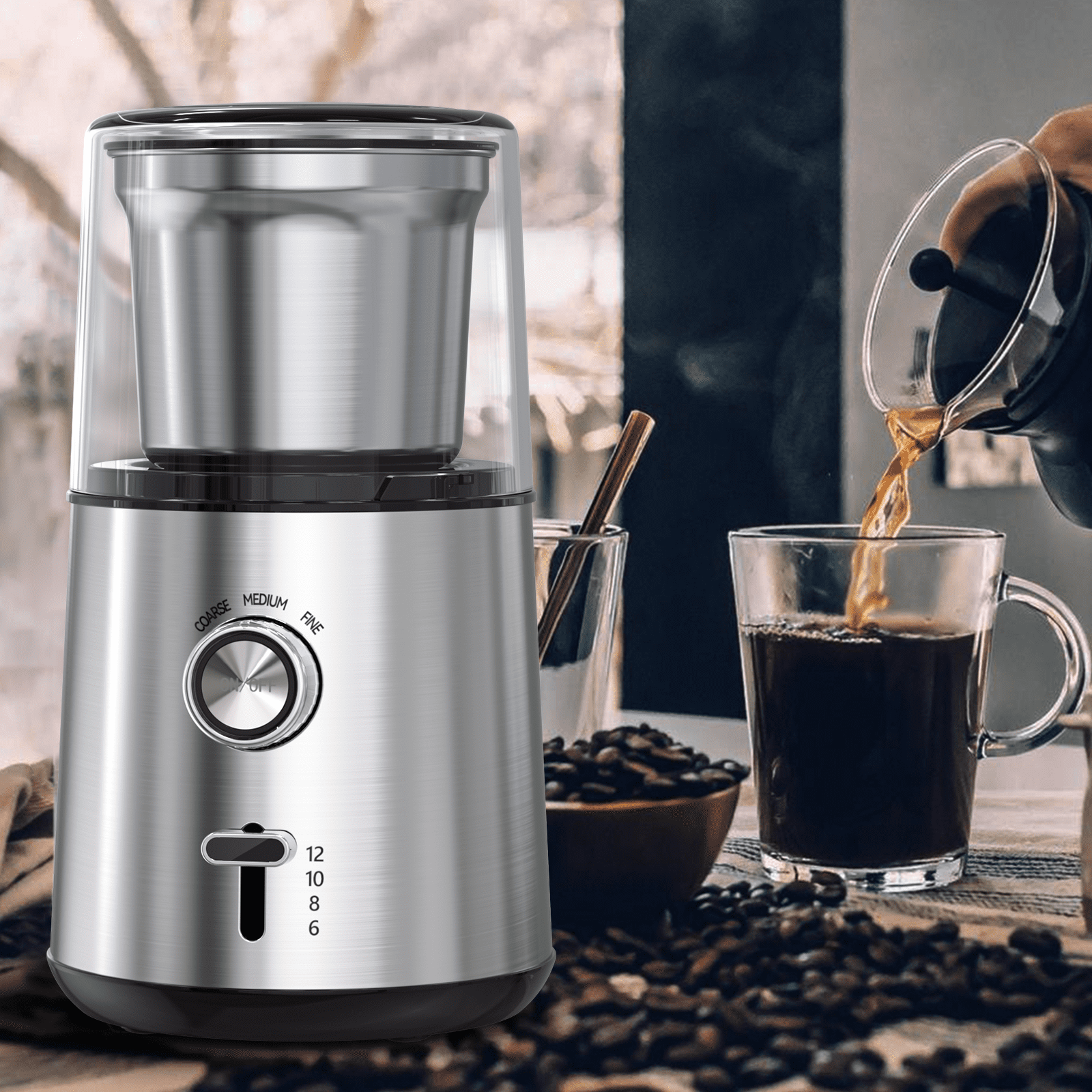 Lofter HY-1422 Electric Coffee Grinder, 200W Detachable Spice Grinder with  2 Removable Grinding Bowls, 2.5 Ounce Compact Coffee Grinders with