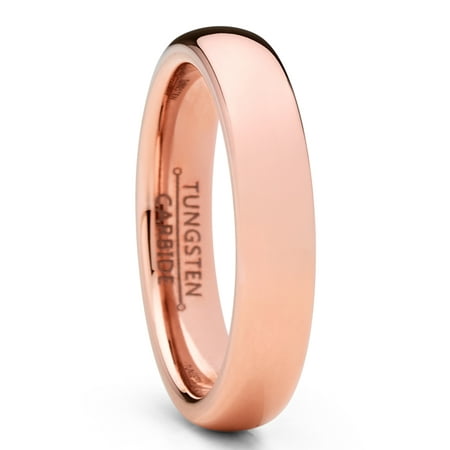 Tungsten Rose Gold Ring Wright Co. Men Women Unisex Rose Gold Tone Tungsten Wedding Band Engagement Ring 4mm Dome ()