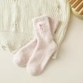 thumbnail image 2 of CUZIBR Socks For Women Winter Fuzzy Lined Crew Socks Cute Bow Embroidery Solid Warmth Plush Stockings Casual Breathable Socks,Light Pink,One Size, 2 of 4