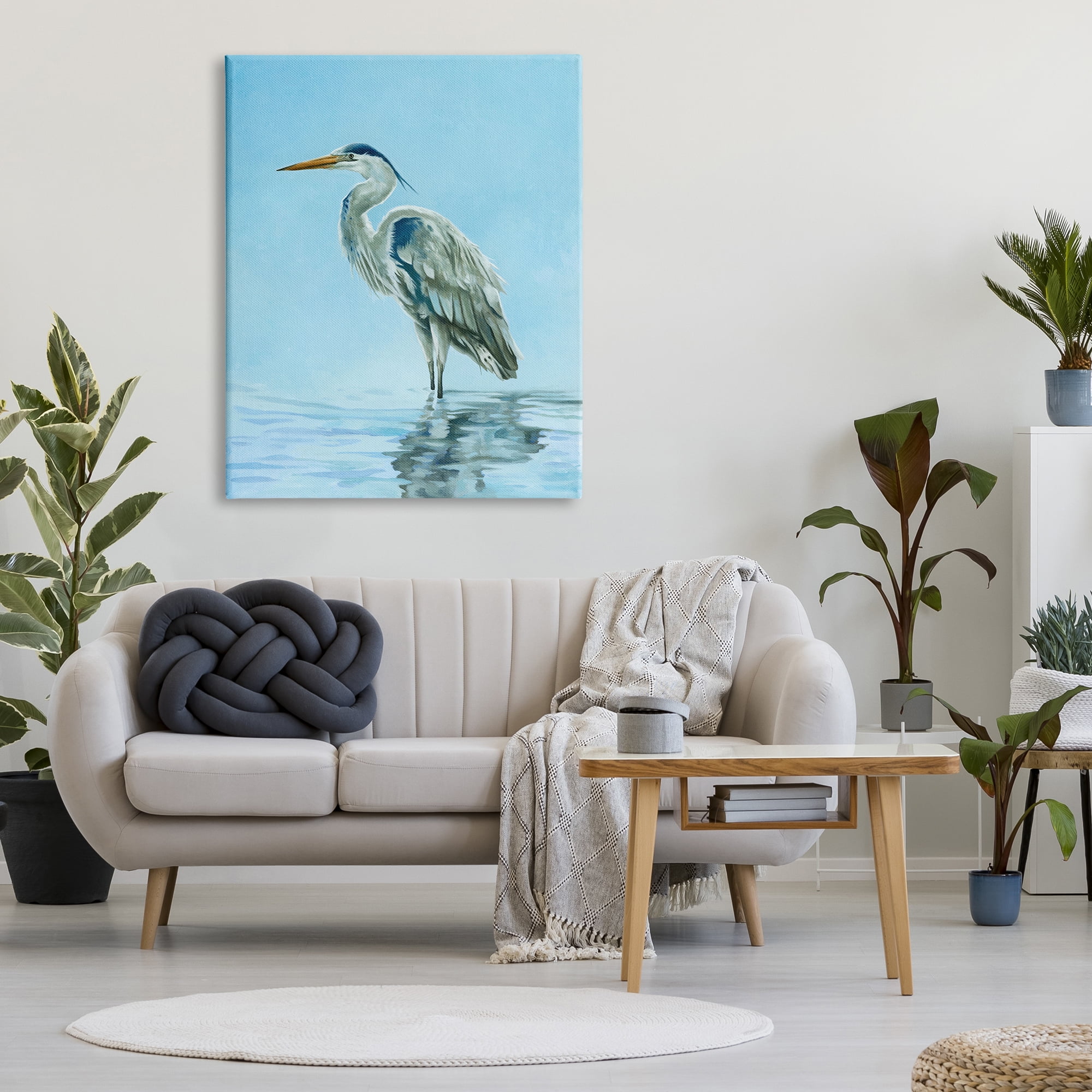 Stupell Industries Blue Heron Shallow Waters Aquatic Bird Painting, 36 x 48, Design by Lucca Sheppard