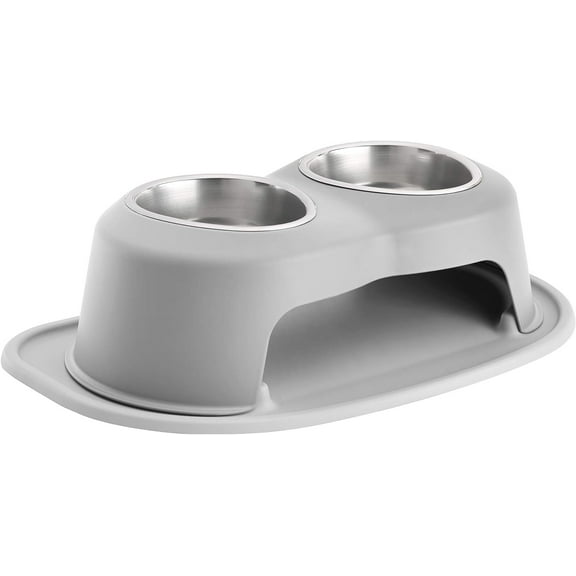WeatherTech Double High Pet Feeding System - Elevated Dog/Cat Bowls - 6 inch High Light Grey (DHC3206LGLG)