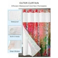 thumbnail image 2 of No Hook Cloth Fabric Shower Curtain with Snap in Liner, Modern Oil Painting Waterproof Shower Curtains Set with See Through Top Window, Summer Tree Leaves Pink Green Bath Curtains Shower 60"x72", 2 of 6
