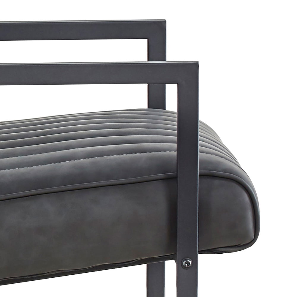 Lowestbest Modern PU Leather Sofachair, Lounge Chair with Steel Arm and Upholstered Cushion, Leisure Chairs for Bedroom Dining Room, Dark Grey Lowestbest Modern PU Leather Sofachair, Lounge Chair with Steel Arm and Upholstered Cushion, Leisure Chairs for Bedroom Dining Room, Dark Grey