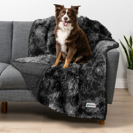 PetAmi Waterproof Dog Blanket for Medium Large Dogs Calming Fleece Cat Blanket Couch Protector Washable Sherpa Faux Fur Pet Throw for Puppy Soft Reversible Leakproof 40x60 Tie-Dye Black