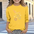 thumbnail image 1 of Blusas y camisas de cuello redondo y manga larga para niños, blusas/camisas de poliéster con estampado de corazones, mangas 3/4 y cuello redondo, elegantes e informales., 1 of 5