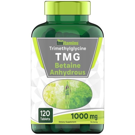 TNVitamins TMG Supplement 1,000 mg, 120 Tablets, Betaine Anhydrous (Trimethylglycine), Homocysteine Support