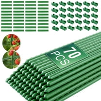 Remiawy Garden Stakes Tomato Stakes 16 inch 70 Pack, DIY 4ft 5ft 6ft 7ft 8ft Plastic Coated Metal Plant Stakes with 40 Connectors and 30 Rotatable Clips for Indoor Outdoor Plants Gardening Supplies
