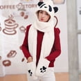 thumbnail image 4 of XIAOCHA Womens Panda‑Print Hooded Scarf Hat Plush Hats for Fall Winter Walk Hoodedscrafthats,White, 4 of 7