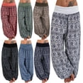 thumbnail image 2 of Pantalones holgados de pierna ancha con estampados para mujer, pantalones casuales, pantalones Harlan, 2 of 5