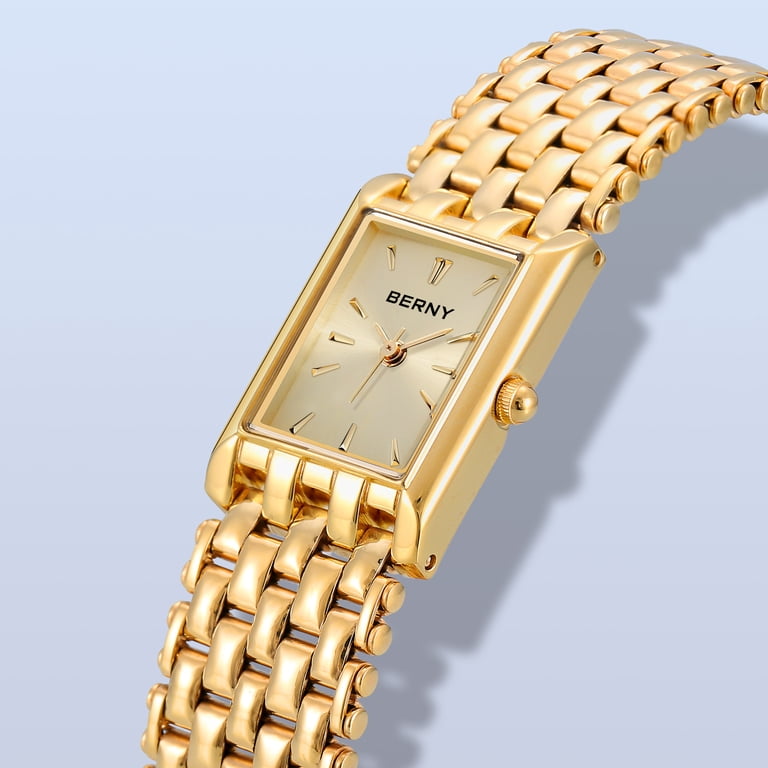Berny Women's Small Gold Rectangular Minimalist Watch photo 2
