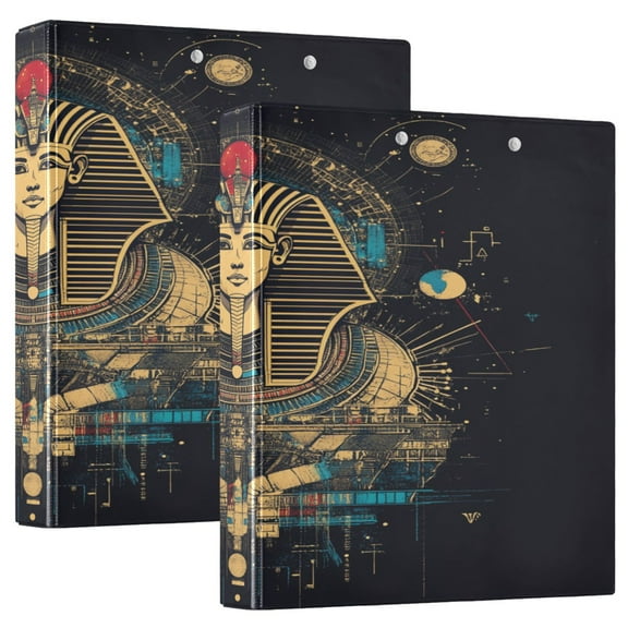 Intricate Pharaoh's Head 3 Ring Hardcover Binders 1.5in Round Rings for Letter-Size Folder Paper Organizer Pockets for Office Student Recipe