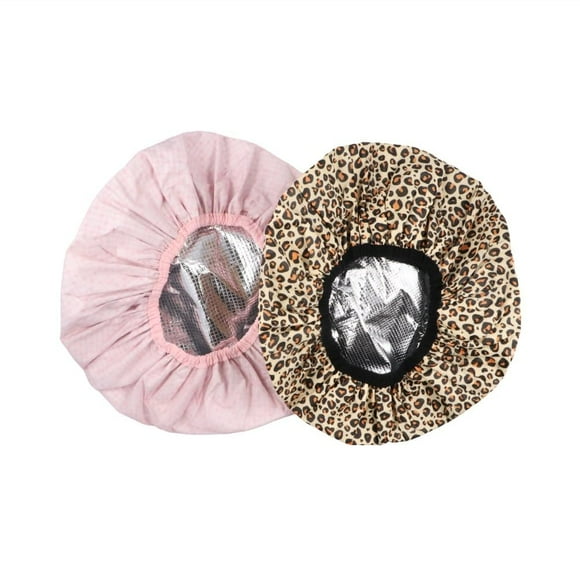 2Pcs Portable Hair Salon Hair Care Tin Foil Hat, Heat Cap Shower Cap Steam Cap Self-heating Tin Foil Hat Hair Mask Cap pink