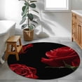thumbnail image 4 of Round Area Rugs Collection 4 Ft, Red Rose Non-Slip Residential Carpet, Vintage Abstract Garden Flower Floral Black Indoor Crawling Mats Runner Rugs for Living Room/Dining Room/Bedroom, 4 of 8