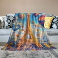 BCIIG Eiffel Tower Flannel Blanket for Kids Adults,Watercolor Cartoon