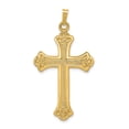 thumbnail image 1 of 14K Yellow Gold Textured and Polished Fleur de lis Cross Pendant, 1 of 2