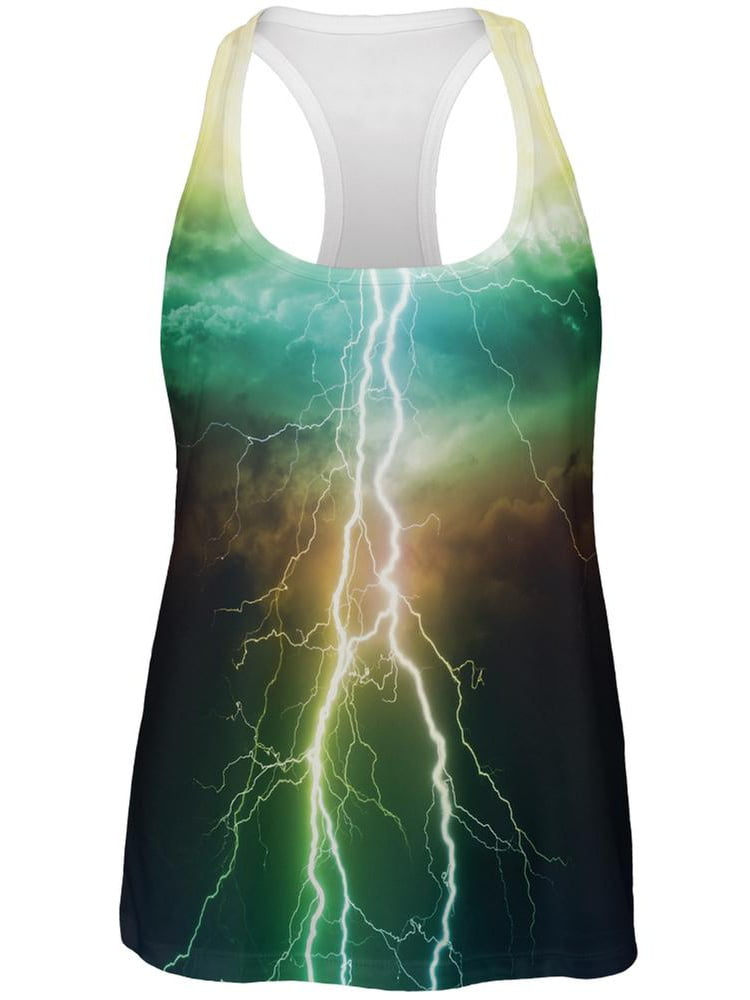 Colorful Lightning All Over Womens Racerback Tank Top 