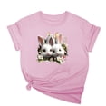 thumbnail image 1 of Tops de Cuello Alto para las Mujeres Amante Impreso Camiseta Cuello Redondo Manga Corta, Poliéster Spandex, 1 of 7