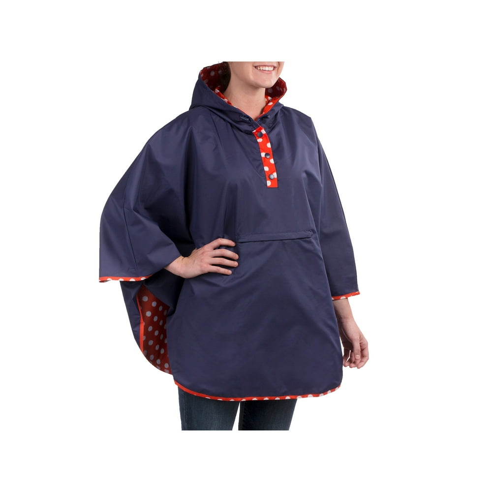 totes Women's Reversible Rain Poncho, Black