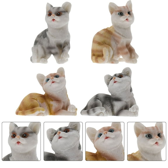 Raindrops 4Pcs Small Cat Figurine for Home Office Decor Cat Themed Decor in 1.6x1.2x1.0in