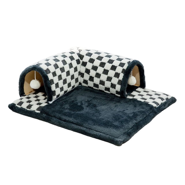 Túnel de juego 2 en 1 para gatos jinwen tapete extraíble base antideslizante Negro M