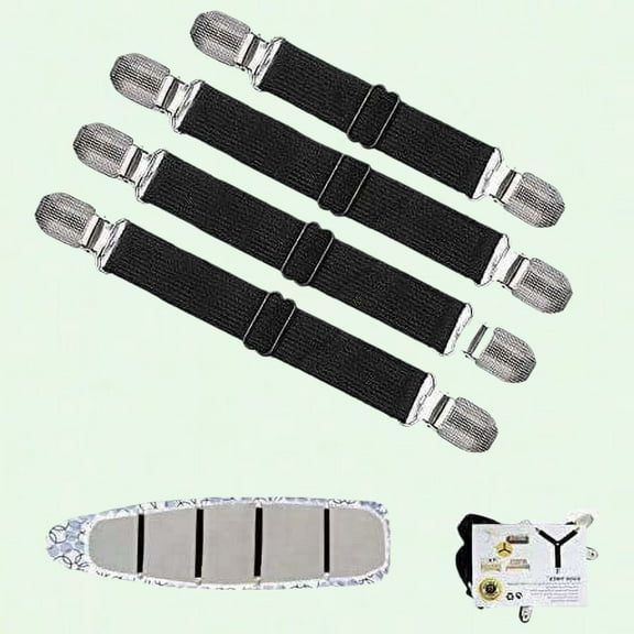 Adjustable Ironing Board Cover Clips, Mini Suspenders for Flat and Secure Tension