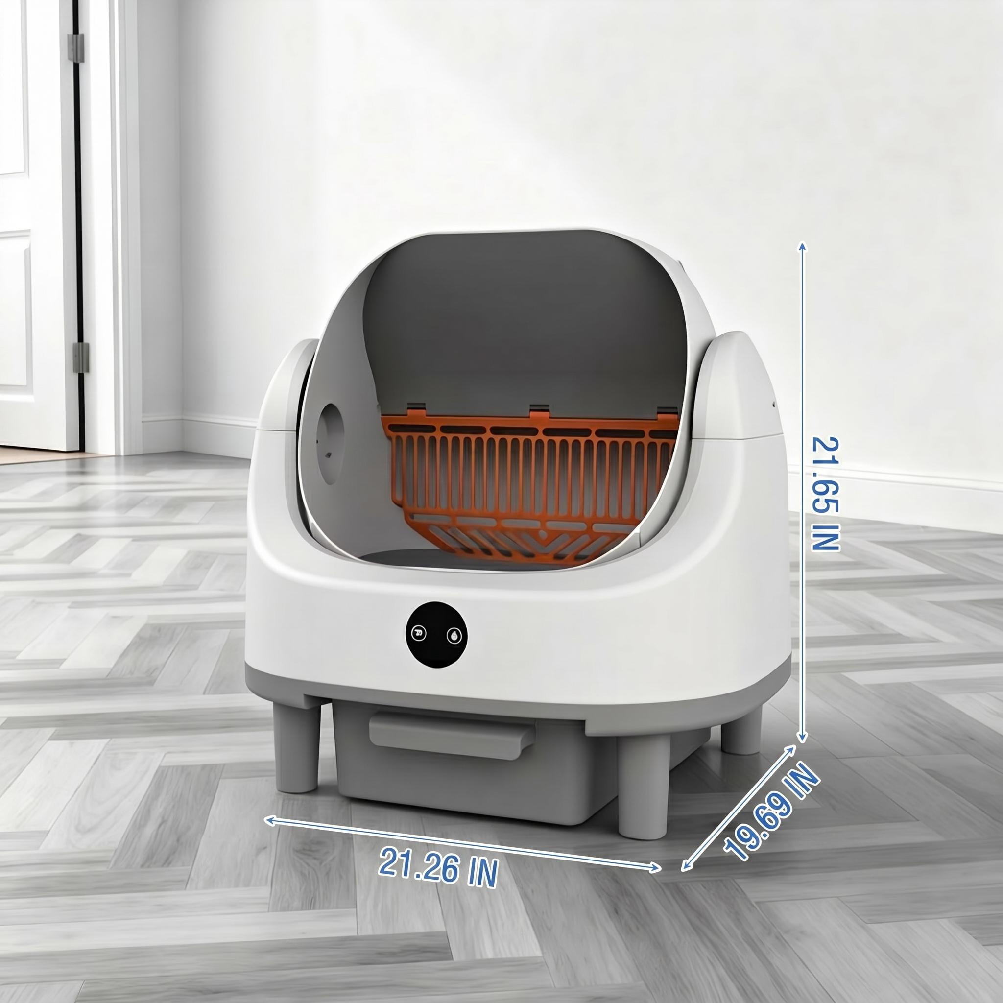GIMMYFIVE Self-Cleaning Cat Litter Box, APP Control, Odor and Safety Sensors, Open-Top for Multiple Cats