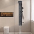 thumbnail image 2 of 6-Function Wall-Mounted LED Shower Panel Tower System, Smart Shower Column with Rainfall Waterfall Head, Handheld Spray Tub Spout (Black), 2 of 20