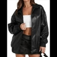 thumbnail image 1 of Chaqueta de Sintético para Mujer, Abrigos de Motociclista Extragrandes, Moda Otoño 2025, Ropa de Invierno Negro XL, 1 of 7