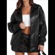thumbnail image 1 of Chaqueta de Sintético para Mujer, Abrigos de Motociclista Extragrandes, Moda Otoño 2025, Ropa de Invierno Negro M, 1 of 7